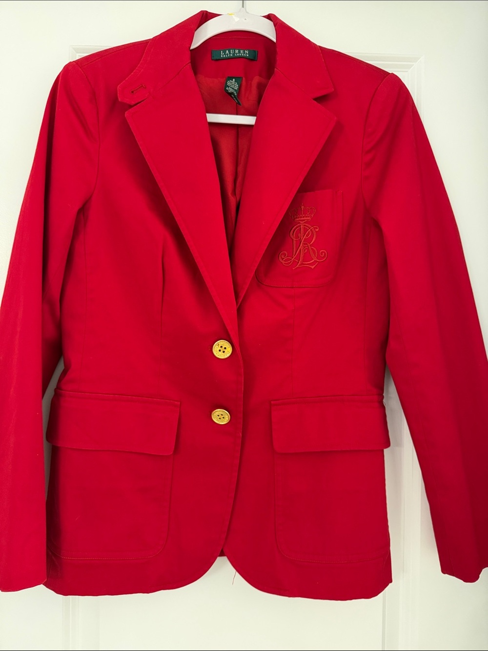 Ralph Lauren Bright Red Blazer with Gold Buttons